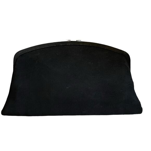 Vintage black clutch handbag gold clasp - Picture 5 of 6